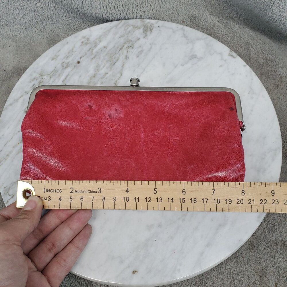 Hobo Purse Womens 8"x4" Hot Pink Leather Double Frame Snap Folding Wallet *Read* - Picture 3 of 10